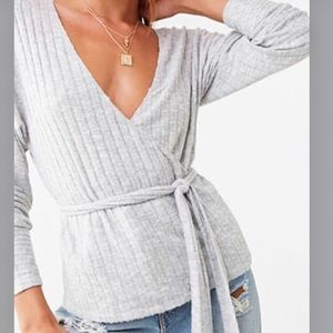 Shadow striped surplice top